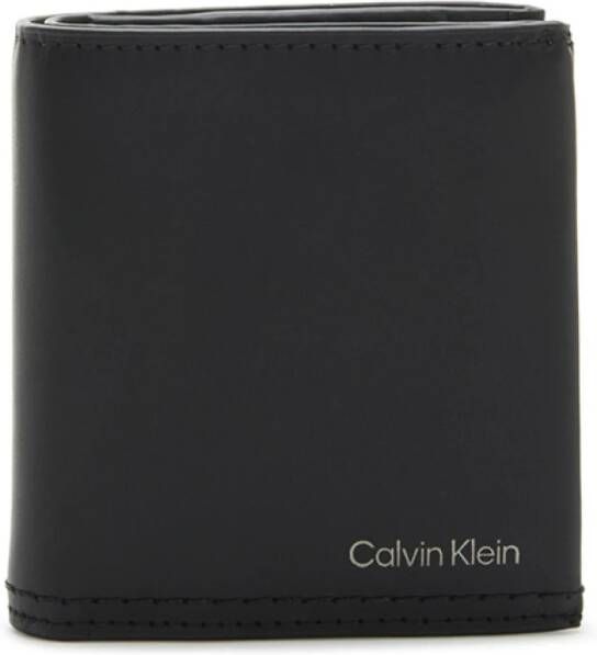 Calvin Klein Leren Clip Portemonnee voor Mannen Black Heren