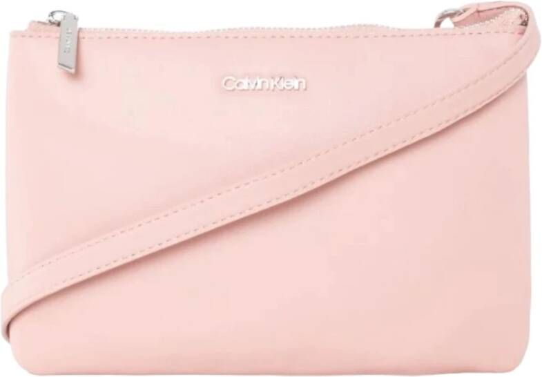Calvin Klein Roze Polyester Handtas met Verstelbare Schouderband Roze Dames