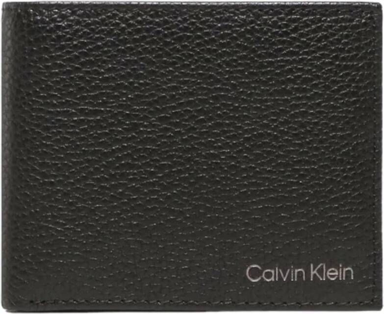 Calvin Klein Zwarte leren portemonnee met binnenzakken Black Heren