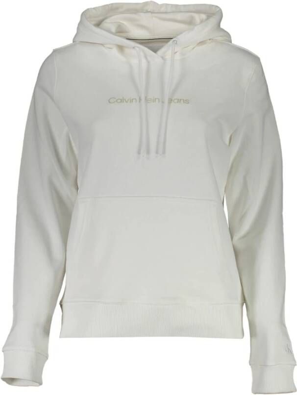 Calvin Klein Witte Katoenen Sweater met Capuchon en Print White