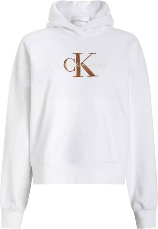 Calvin Klein Jeans Premium Hoodie met Ongeëvenaarde Stijl en Comfort White Dames
