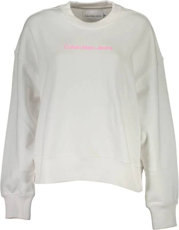 Calvin Klein Witte Dames Sweatshirt met Lange Mouwen Wit Dames
