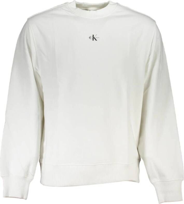 Calvin Klein Witte Heren Sweatshirt Lange Mouwen 100% Katoen Wit Heren