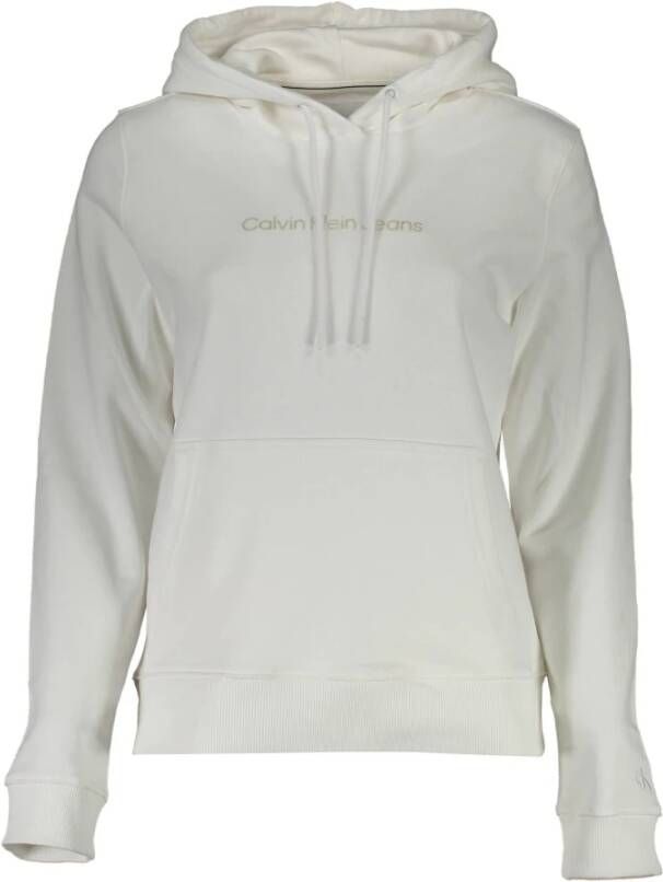 Calvin Klein Witte Katoenen Sweater met Capuchon en Print Wit