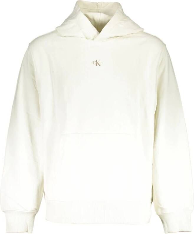 Calvin Klein Witte Katoenen Sweater met Capuchon en Print Wit Heren