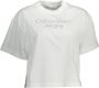 Calvin Klein Witte Katoenen Tops & T-Shirt Korte Mouw Logo Wit Dames - Thumbnail 4