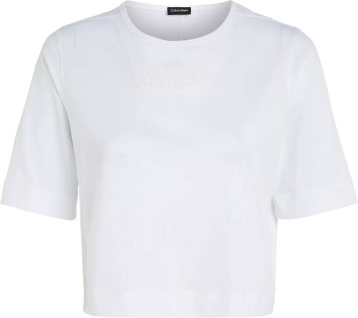 Calvin Klein Witte Polyester T-shirt met Korte Mouw en Ronde Hals Wit Dames