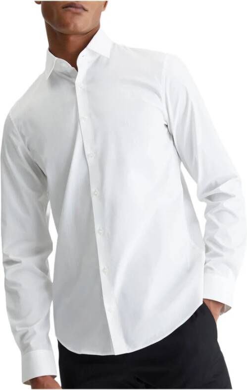 Calvin Klein Witte Stretch Katoenen Shirt met Slim Fit Wit Heren