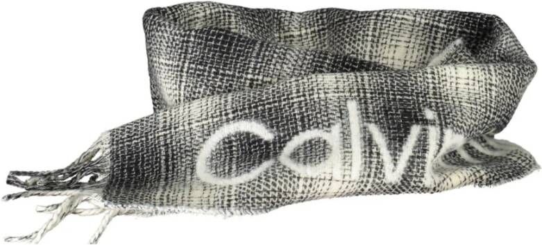 Calvin Klein Witte Wollen Sjaal met Contrasterende Details Wit