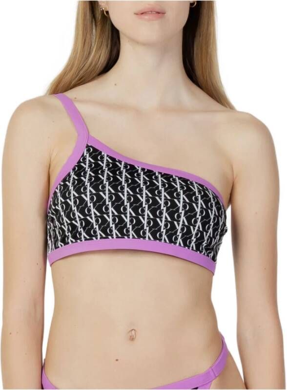 Calvin Klein Underwear One shoulder-bikinitop met logoprint