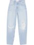 Calvin Klein Dames Gewassen 5-Pocket Jeans met Versleten Effect Blauw Dames - Thumbnail 3