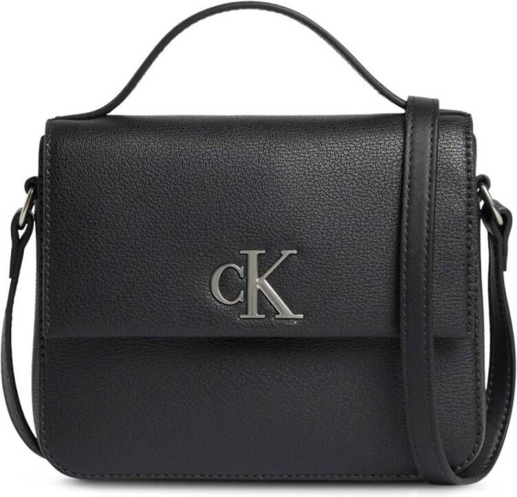 Calvin Klein Zwarte Polyester Handtas met Verstelbare Schouderband Zwart Heren