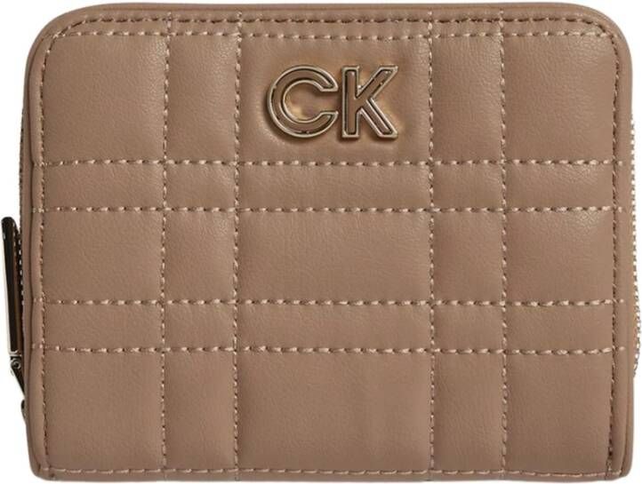 Calvin Klein Metallic Sluitende Portemonnee met Creditcardhouder Brown Dames