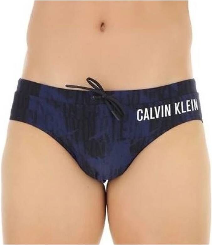 Calvin Klein Zeegebieden met voorste en achterste rubberen logo op externe veer Blauw Heren