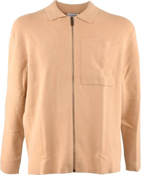 Calvin Klein Zip-through Sweatshirt voor Heren Beige Heren