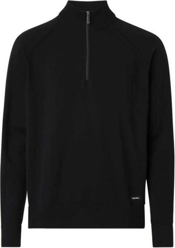 Calvin Klein Stijlolle Sweatshirt met Rits Black Heren