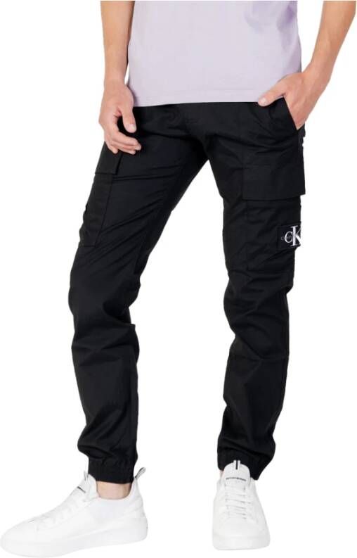 Calvin Klein Zwarte broek met zakken en monogramlogo Zwart Heren
