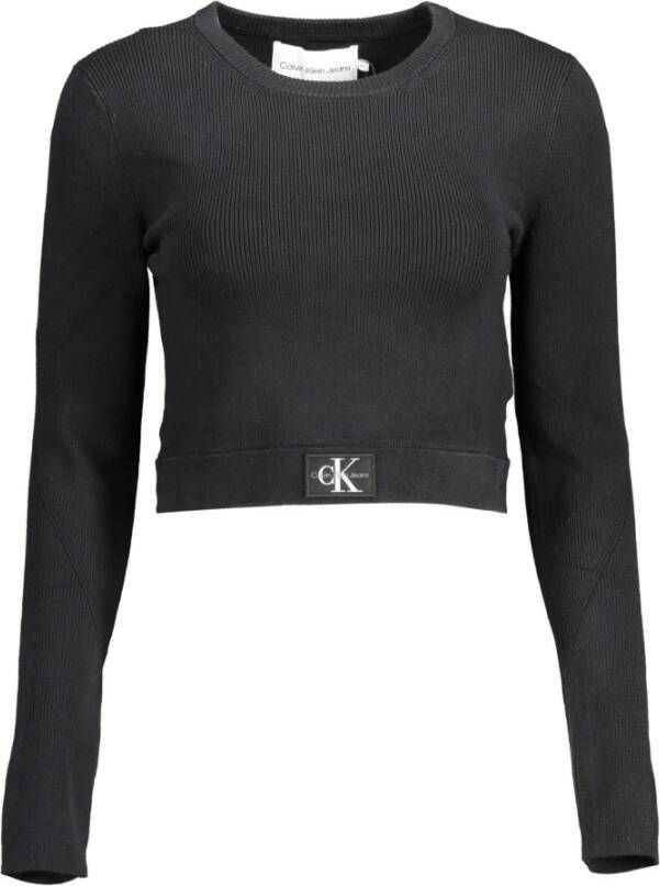 Calvin Klein Zwarte elastane trui met logo Zwart Dames