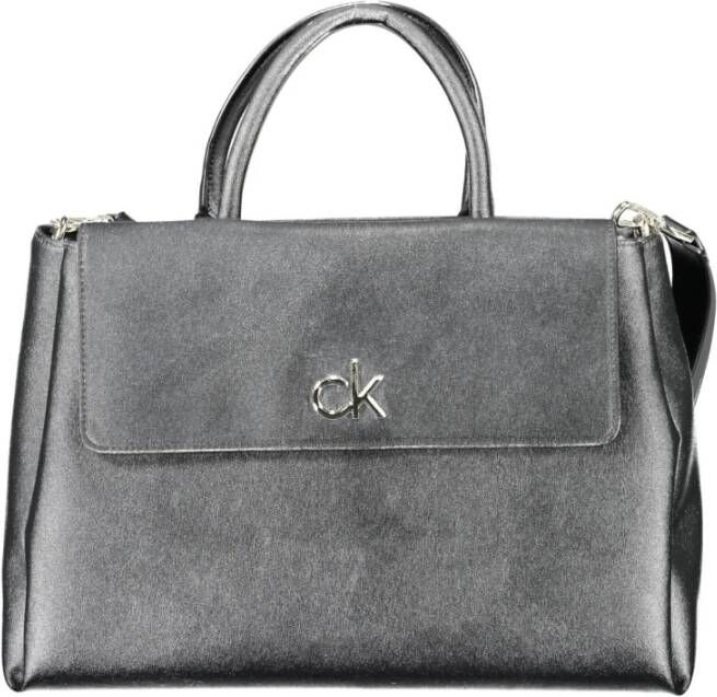 Calvin Klein Zwarte Polyester Handtas met Afneembare Schouderband Black Dames