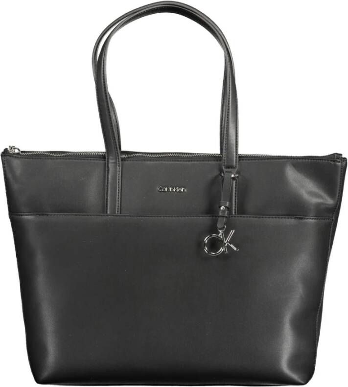 Calvin Klein Elegante zwarte schoudertas met contrasterende details Black Dames