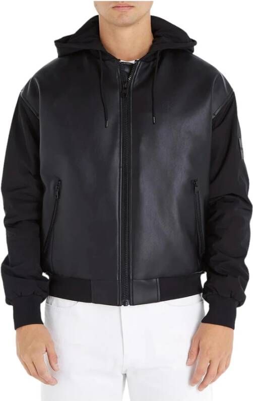 Calvin Klein Zwarte jas met capuchon en sweatshirtmouwen Zwart Heren