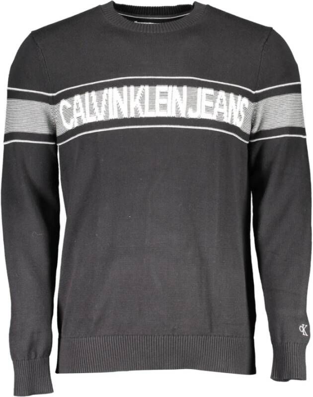 Calvin Klein Zwarte katoenen trui met contrasterende details Zwart Heren