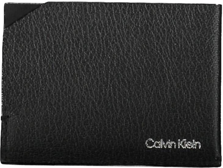 Calvin Klein Zwarte leren portemonnee met kaarthouder Zwart Heren