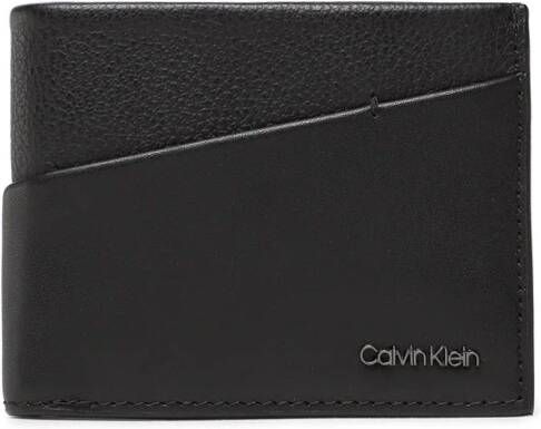 Calvin Klein Zwarte Leren Portemonnee met Kaartsleuven en Biljetvak Zwart Heren