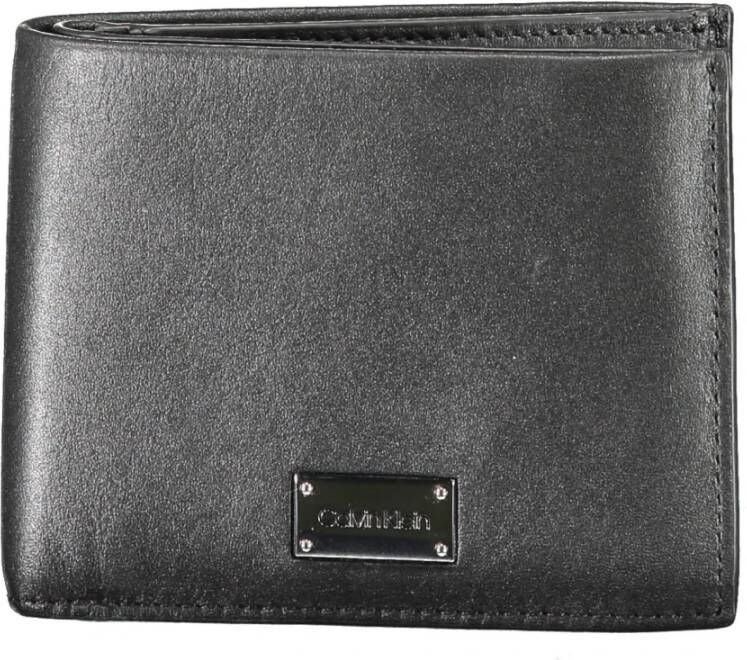 Calvin Klein Zwarte leren portemonnee met RFID-blokkering Black Heren