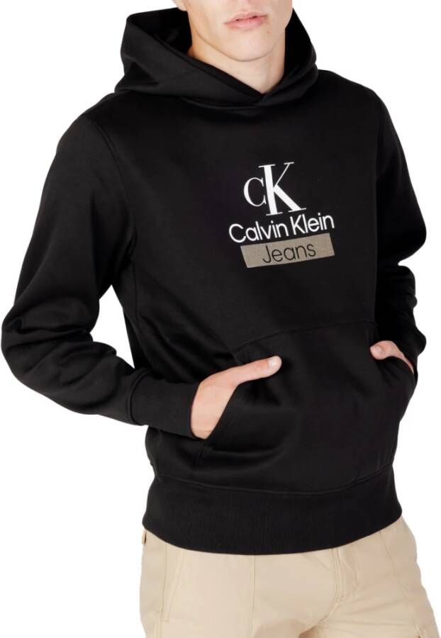 Calvin Klein Zwarte Logo Hoodie Truien Zwart Heren