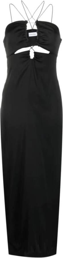 Calvin Klein Zwarte Maxi Jurk met Uitsnijdingen Zwart Dames