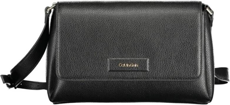 Calvin Klein Zwarte Polyester Handtas met Verstelbare Schouderband Zwart Dames