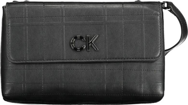 Calvin Klein Zwarte Polyester Handtas met Verstelbare Schouderband Zwart Dames