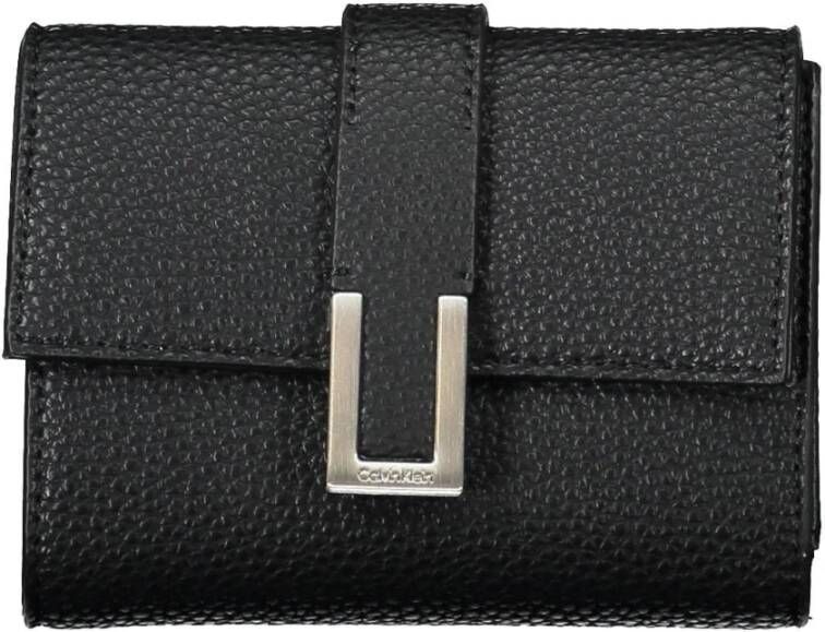 Calvin Klein Zwarte polyester portemonnee met muntvakje en kaartsleuven Zwart