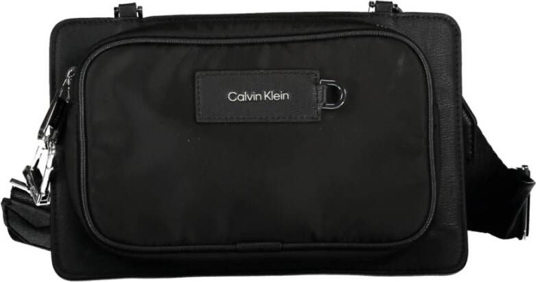 Calvin Klein Zwarte Polyester Schoudertas met Verstelbare Band Zwart