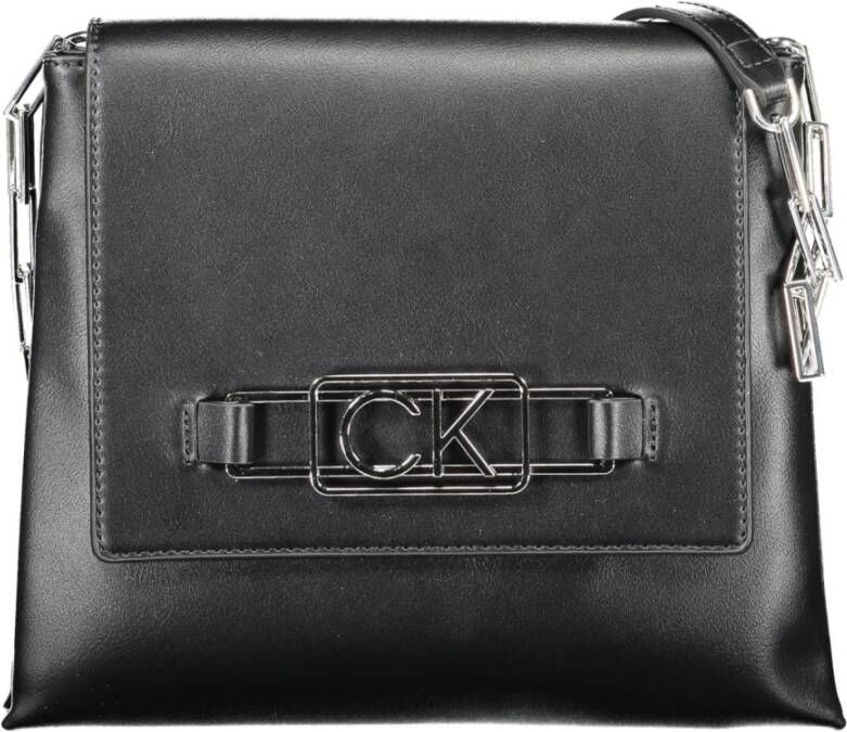 Calvin Klein Zwarte polyurethaan handtas met 2 compartimenten Zwart Dames