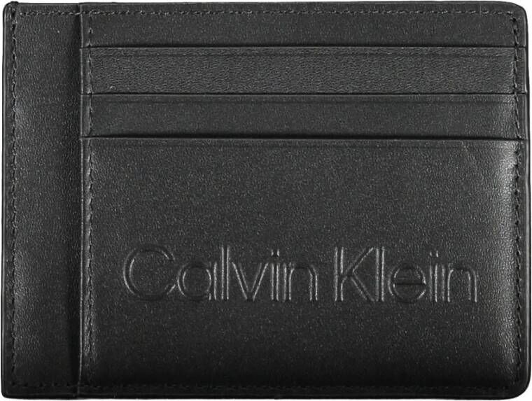 Calvin Klein Zwarte Polyurethaan Portemonnee met Kaarthouder en Ritsvak Zwart Heren