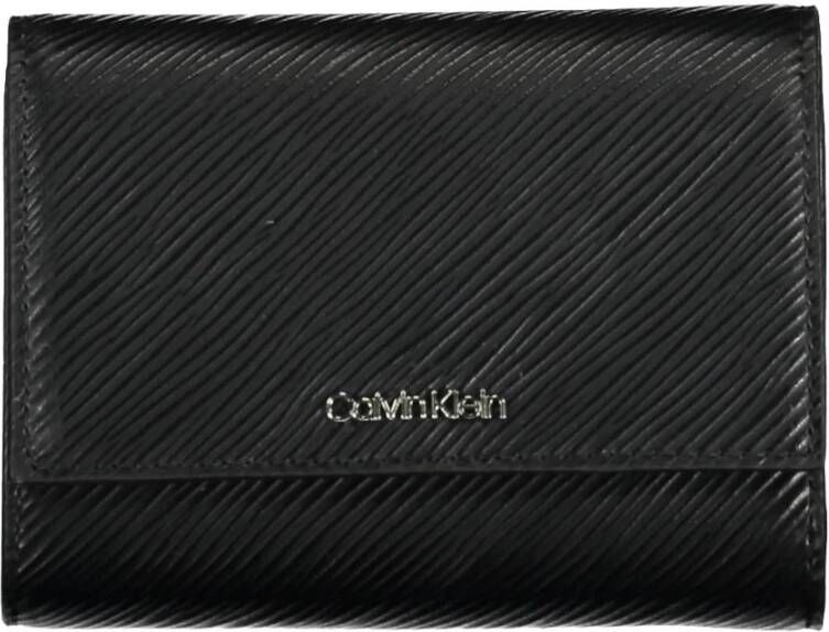 Calvin Klein Zwarte Polyurethaan Portemonnee met Rfid Blokker Zwart Dames