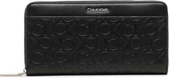 Calvin Klein Zwarte Portemonnee met Rits en Kaartsleuven Zwart Dames