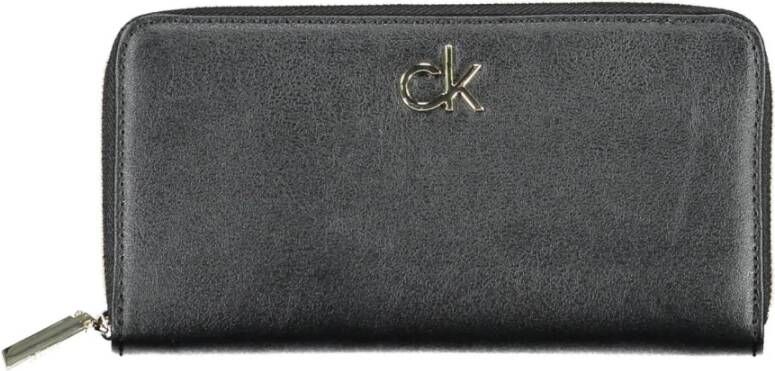 Calvin Klein Zwarte Polyester Portemonnee met 5 Compartimenten en Ritssluiting Zwart Dames