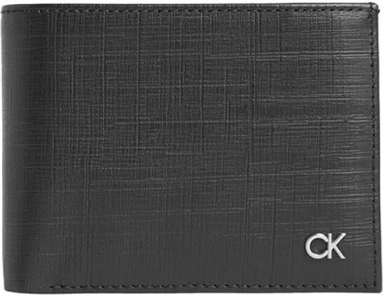 Calvin Klein Zwarte Saffiano Portemonnee met Kaartsleuven en Geldclip Zwart Heren