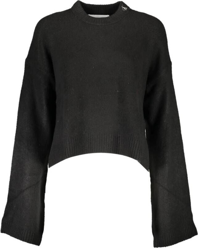 Calvin Klein Zwarte wollen trui met borduursel Zwart Dames