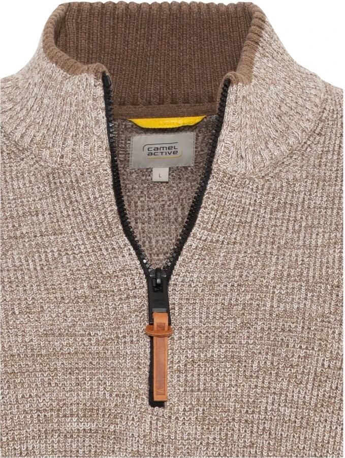 Camel active Delicate Gebreide Katoenmix Troyer Beige Heren - Foto 2