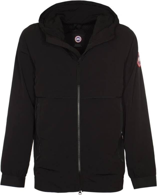 Canada Goose Zwarte hooded jas met ritssluiting aan de voorkant Black Heren
