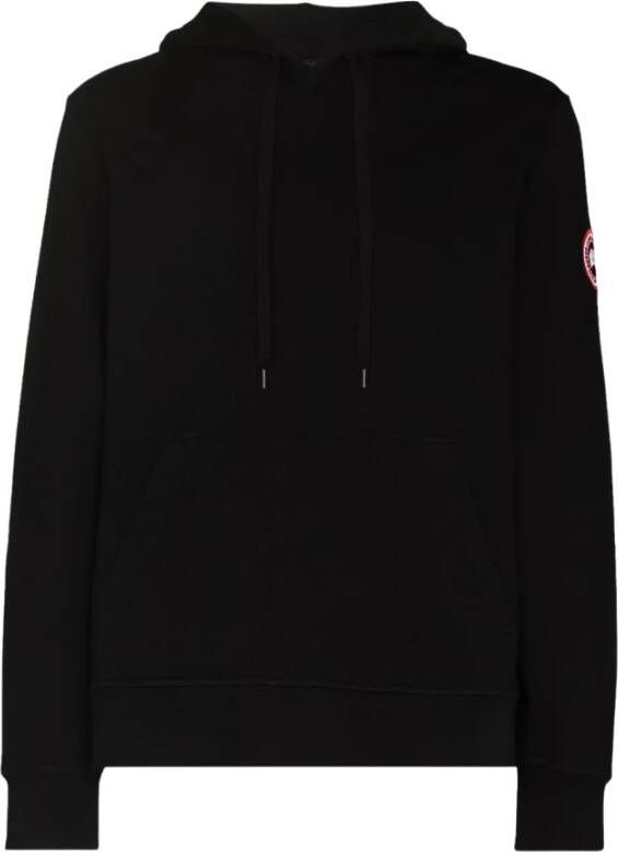 Canada Goose Zwarte hoodie met verstelbare capuchon en kangoeroezak Black Heren