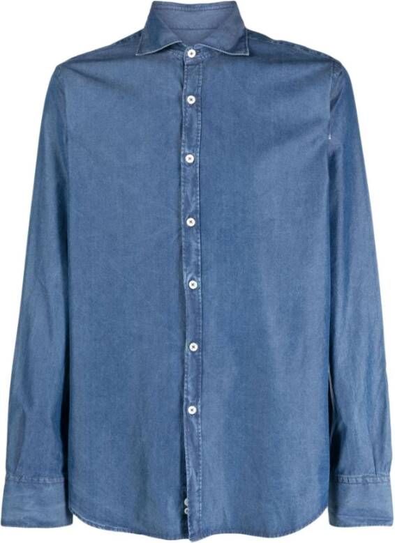 Canali Casual overhemd Blauw Heren