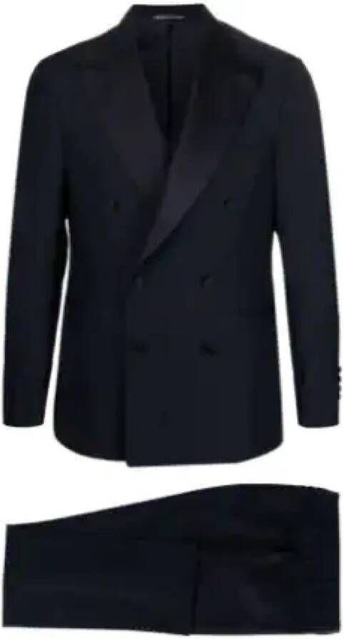 Canali Double Breasted Suits Blauw Heren