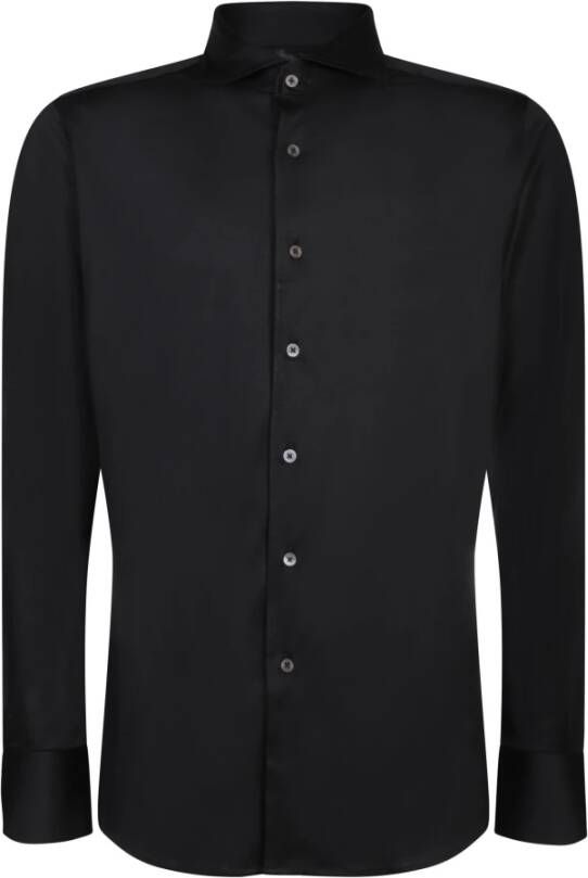 Canali Klassiek Zwart Katoenen Overhemd voor Heren Zwart Heren