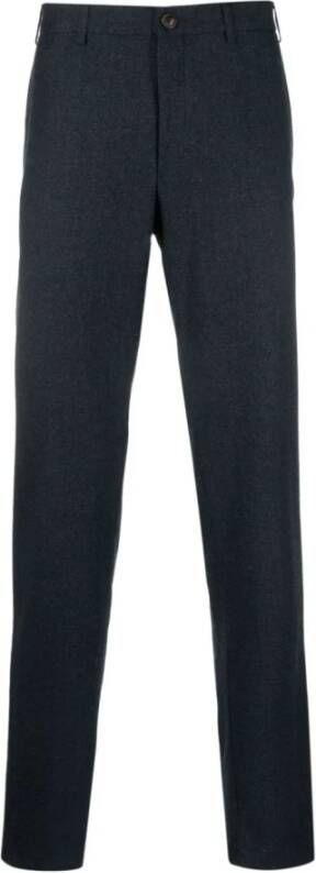 Canali Leather Trousers Blauw Heren