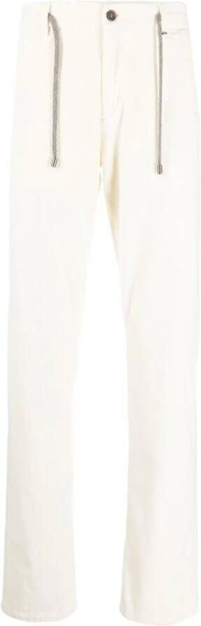 Canali Leather Trousers Wit Heren